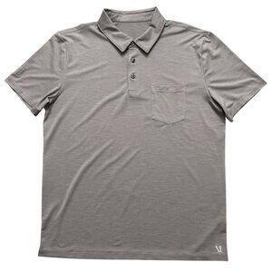 Vuori Zephyr Polo Shirt Mens Size M Short Sleeve Performance Stretch Pocket Gray